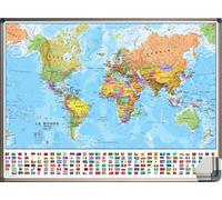 Panneau magnétique - Monde politique - 70 x 50 cm | Maps International - 70 x 50 cm (avec drapeaux)