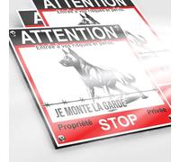 Panneau Malinois de Garde 130x130mm Dibond 2mm + 2 Autocollants Vidéo Surveillance - Plaque Sécurité Maison