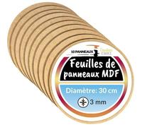 Panneau MDF Rond - CREATIVE DECO - 300 x 300 x 3 mm - Diamètre 30 cm - Bois Brut - Plaque Bricolage, Gravure