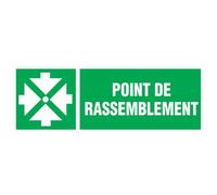 Panneau message point de rassemblement pour évacuation 33 x 12 cm polystyrène antichoc