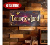 Panneau métallique rétro 2D plat Tomorrowland, 1 pièce, Art mural en aluminium avec motif papillon et cosmique, décor de Festival EDM Vintage MULTI