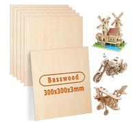 Panneau multicouche de 3 mm, dimensions 30 x 30 cm, lot de 6, pour découpe laser et travaux manuels