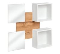 Panneau Mural, 2 Étagères & 2 Miroirs "Easy" 100cm Blanc Blanc G