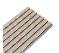 Panneau mural à tasseaux bois - DECOON - 120 x 30 x 1,9 cm - Décor chêne - Feutrine grise acoustique - Panneau 0,36 m²