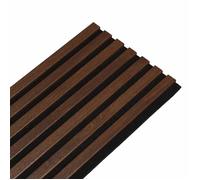 Panneau mural à tasseaux bois - DECOON - 120 x 30 x 1,9 cm - Décor chêne foncé - Feutrine noire acoustique - Panneau 0,36 m²
