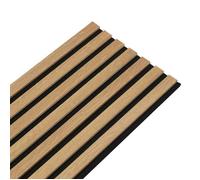 Panneau mural à tasseaux bois - DECOON - 120 x 30 x 1 cm - Lamelles en chêne doré véritable - Fond noir - Panneau 0,36 m²