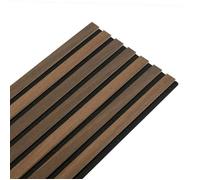 Panneau mural à tasseaux bois - DECOON - 120 x 30 x 1 cm - Lamelles en chêne foncé véritable - Fond noir - Panneau 0,36 m²