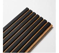 Panneau mural à tasseaux bois - DECOON - 250 x 30 x 1,4 cm - Décor noir - Fond rigide décor chêne - Panneau 0,75 m²