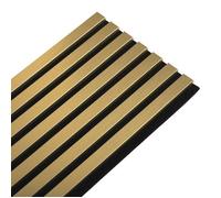 Panneau mural à tasseaux bois - DECOON - 250 x 30 x 1,9 cm - Décor gold - Feutrine noire acoustique - Panneau 0,75 m²