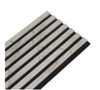 Panneau mural à tasseaux bois - DECOON - 250 x 30 x 1,9 cm - Décor marbre gris - Feutrine noire acoustique - Panneau 0,75 m²
