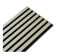 Panneau mural à tasseaux bois - DECOON - 250 x 30 x 1,9 cm - Lamelles en placage kaki - Fond noir - Panneau acoustique 0,75 m²