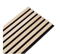 Panneau mural à tasseaux bois - DECOON - 250 x 30 x 1 cm - Lamelles en chêne clair véritable - Fond noir - Panneau 0,75 m²