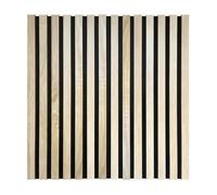Panneau mural à tasseaux bois - DECOON - 60 x 60 cm - Décor chêne clair - Fond noir - Revêtement mural