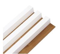 Panneau mural à tasseaux bois MDF sur fond rigide HDF - DECOON - 250 x 17,6 x 4 cm - Bois blanc - Fond chêne clair
