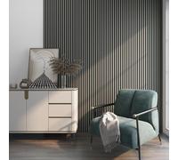 panneau mural acoustique 3D set de 16 'Vang' 11,52 m² aspect chêne, gris clair