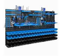 Système de stockage Paroi à outils 156 x 78 cm avec 76 boîtes Bleu et noir