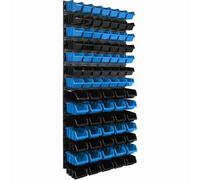 Panneau Mural - Botle - 58 X 117 Cm - 84 Boîtes Empilables - Bleu Et Noir - Rangement Efficace