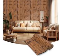 Panneau mural en bambou – Revêtement mural pour intérieur – Idéal pour les salons, les bureaux et les îlots de cuisine – Couleur brun foncé, dimensions : 0,4 x 2,4 m
