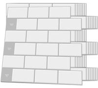Panneau mural en céramique 3D blanc et gris, 30 x 30 cm, autocollant