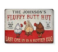Panneau mural en fer avec poule arrière à plumes pour jardin, cour, patio, ferme, décoration rustique en forme d'animal à suspendre (20 x 30 cm)