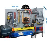 Panneau Mural Panelclick 1500x600 Gris + 22 Hook + 3 Acce Gris 600x1500x35 - Simonrack