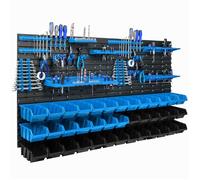 Mur d'outils système de stockage 156 x 78 cm avec 39 boîtes bleu et noir