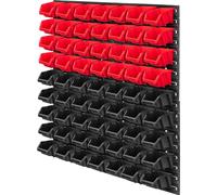 Panneau mural pour outils - Kit de panneaux perforés - 78 x 78 cm - 63 pièces - Avec boîtes de rangement et crochets - Atelier/garage