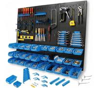 Panneau mural pour outils - Panneau perforé en métal - 120 x 90 cm - Noir - Set de 5 panneaux - Organiseur d'atelier