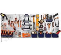 Panneau mural pour outils - Set de panneaux muraux en acier - 1116 x 458 mm - 25 crochets pour outils - Pour garage et atelier