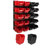 Système de stockage Etagère murale 772 x 780 mm | 20 pcs. Box | Bacs à bec gerbables Bacs à bec | Panneaux muraux extra-forts | Rayonnage extensible | Rayonnage d'atelier Rayonnage de stockage Rayonna