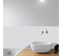 Panneau Mural Salle de Bain Pvc Briques Blanches Dalle Pvc Adhesive Murale Credence Adhesive pour Cuisine Imperméable Crédence Adhésive Salle de Bain 15x30cm/30 Pcs