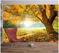 Panneau mural sur le thème de l'automne - Décoration en 5 parties - 325 x 215 cm - Couleurs ensoleillées