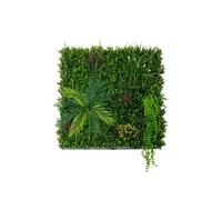 MonsterShop Panneau mural végétal artificiel Alina - 1x1 m feuillage vert, fixations incluses