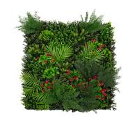 Panneau Mural Végétal Artificiel 100cm x 100 cm Mira Feuillage Fleur Verdure Carreau Intérieur Extérieur Résistant Aux Intempéries & UV Privée Décor Jardin Maison Fermoirs Fixations INCLUSES