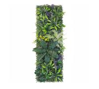 Panneau mural végétal artificiel 40 x 120 cm, mur de gazon artificiel avec fleurs, tapis de verdure emboîtable pour décors de mariage, vitrines, murs d'intérieur et décoration événementielle (G)