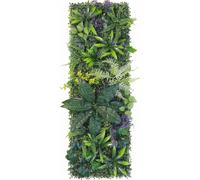 Panneau mural végétal artificiel 40 x 120 cm, mur de gazon artificiel avec fleurs, tapis de verdure emboîtable pour décors de mariage, vitrines, murs d'intérieur et décoration événementielle