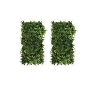 Panneau Mural Végétal Artificiel Ayla - Pack de 2 - 50x100 cm - Polyéthylène Vert