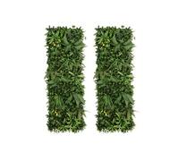Panneau Mural Végétal Artificiel Ayla - Pack de 2 - 50x150 cm - Polyéthylène Vert