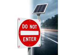 Panneau Ne Pas Entrer À Énergie Solaire, Support De Cerceau En Forme De U Pré-installé For Poteaux De 76/89mm, Signal De Sécurité D'avertissement De Circulation Extérieure(24in)