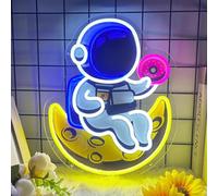 Panneau néon à DEL astronaute pour décoration murale, panneau lumineux à intensité variable pour chambre à coucher, salle de jeux, chambre d'enfant, décoration de bar, panneau lumineux alimenté par