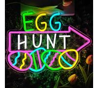 Panneau néon de Pâques pour décoration murale - Panneau LED pour chasse aux œufs de Pâques - Décoration de Pâques à intensité variable - Panneau lumineux pour chasse aux œufs, toile de fond de jeu