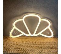 Panneau néon en forme de croissant - Signe néon en forme de croissant USB alimenté, éclairage néon à pain variable, décoration murale pour boulangerie, panneau lumineux pour cuisine, boulangerie