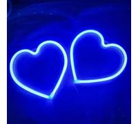 Panneau néon en forme de cœur, alimenté par piles, lumière LED Blue, décoration de nuit pour chambre de fille, dortoir, mariage, Saint-Valentin, 19.8x19.8 cm