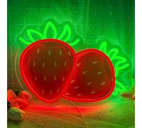 Panneau Néon Fraise LED Enseigne Lumineuse Fruité pour Décoration Murale | Intensité Réglable Alimentation USB Imprimé UV Fruitée pour Chambre d'Enfant Salon Cuisine Bar Restaurant Boutique
