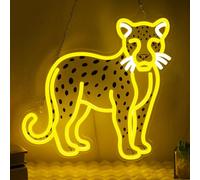 Panneau néon guépard avec alimentation USB, décoration sur le thème des animaux sauvages pour chambre à coucher, bureau, salle de jeux et bar, crée un éclairage d'ambiance vibrant dans la jungle