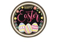 Panneau néon Happy Easter - Œuf blanc chaud et floral - Applique murale LED imprimée UV pour Pâques, salon, fête, chambre d'enfant, décoration de vacances