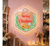Panneau néon LED à intensité variable alimenté par USB - Décoration murale pour salon, salle à manger (D 41,9 x 40,1 cm)