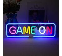 Panneau néon LED « Game On », décoration murale alimentée par USB pour salle de jeu, jeu de compétition, zone de gaming, cadeaux pour gamer (multicolore)