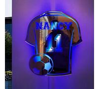Panneau néon personnalisé en jersey de football, lumière LED en miroir de football, veilleuse de football pour décoration murale de chambre de garçons, panneau néon personnalisé pour fête, bar, cadeau