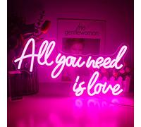 Panneau néon rose all you need is love pour décoration murale avec alimentation USB pour chambre, mariage, fête d'anniversaire, fiançailles, décoration d'intérieur